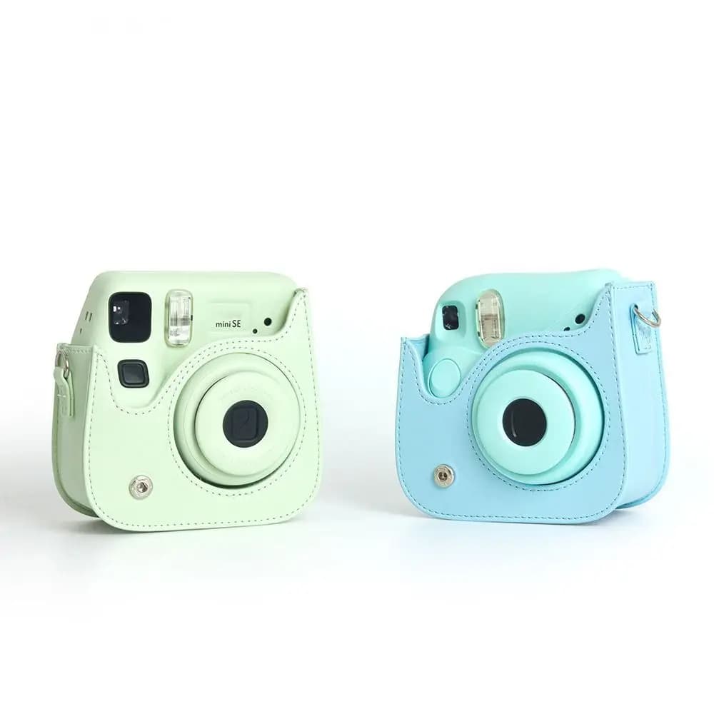 New Fujifilm Instax mini SE PU Leather Travel Protective Cover +64 Dessert Time Pink+Magnetic Photo Bag Camera Accessory Kit - 4