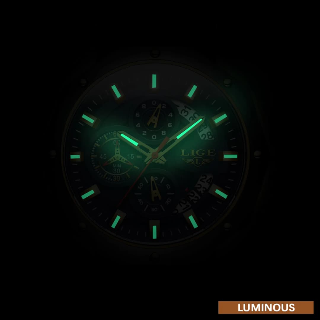 ساعة LIGE الجديدة للرجال 2024، ساعة رياضية فاخرة من السيليكون، ساعة كوارتز بتاريخ، ساعة يد مقاومة للماء مع كرونوغراف - 5