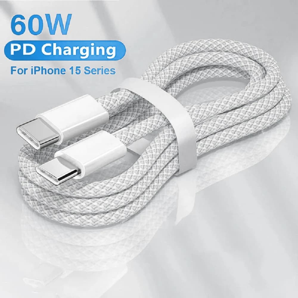 Usb C إلى نوع C شحن سريع PD 60 واط كابل تاريخ الهاتف المحمول آيفون 15 أندرويد سامسونج هواوي نوع C كابل شاحن مضفر