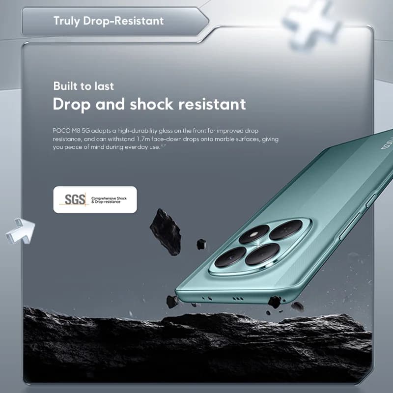 هاتف POCO M8 5G نسخة عالمية 256 جيجا بايت 512 جيجا بايت سناب دراجون® 6 الجيل 3 NFC 6.77 بوصة شاشة 120 هرتز كاميرا 50 ميجابكسل بطارية 5520 مللي أمبير شحن 45 واط - 4