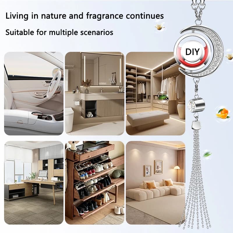 معطر هواء للسيارة على شكل قلادة قمر، معلق على مرآة الرؤية الخلفية، زجاجة فارغة مع ديكور داخلي - 6