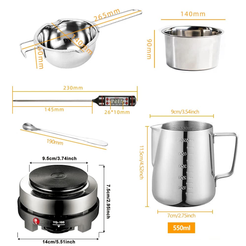 مجموعة أدوات صنع الشموع المعطرة بنفسك، قالب شمع معطر من القطن الخالص مع طبق شمع مع ذوبان الشمع - 6