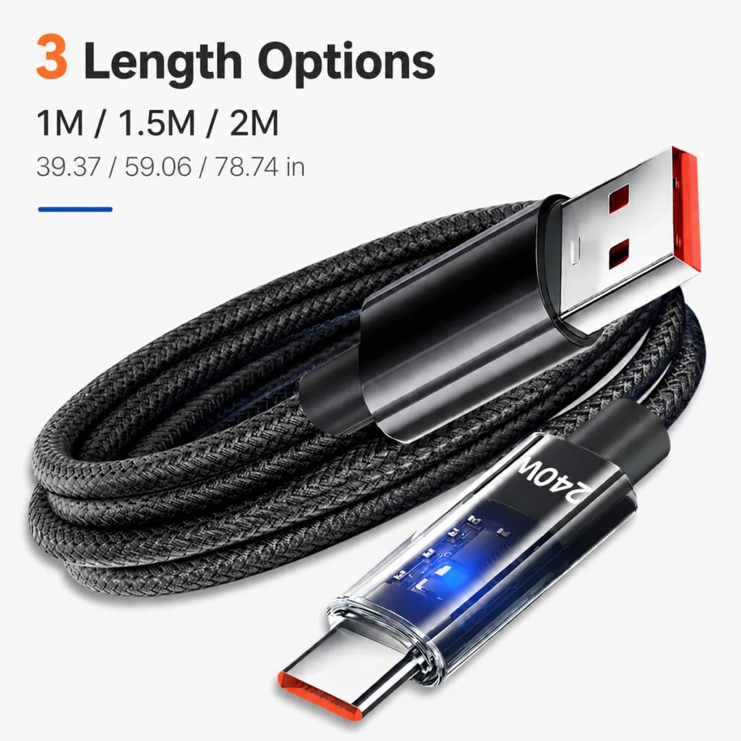 240W USB C Cable Fast Charging USB A to USB C Type C to Type C Nylon Braided Charging Cord For iPhone 15 Samsung Xiaomi Huawei - 6