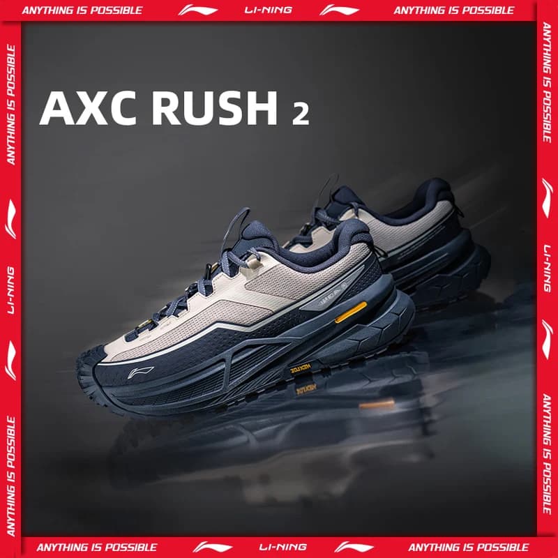 أحذية المشي لمسافات طويلة Li-Ning AXC RUSH 2 للجنسين مع توسيد BOOM خفيف الوزن ومرن وثابت، أحذية رياضية مقاومة للانزلاق AHTW003