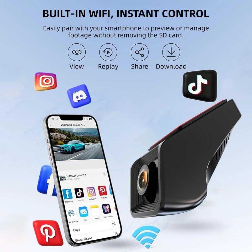 كاميرا لوحة قيادة أمامية بدقة 4K و2K مع واي فاي، كاميرا سيارة مخفية، تحكم عبر التطبيق، رؤية ليلية فائقة، مستشعر G، وضع وقوف السيارات لمدة 24 ساعة، تسجيل حلقي - 4