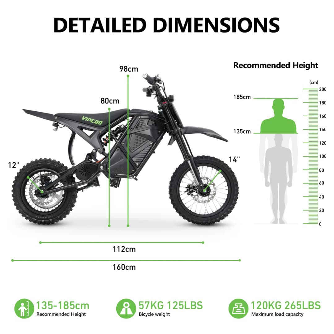 Electric Dirt Bike VIPCOO 3500W 48V 23AH Electric Motorcycle Fat Tire Nitrogen Suspension E Dirt Bike for Teens and Adults - 6