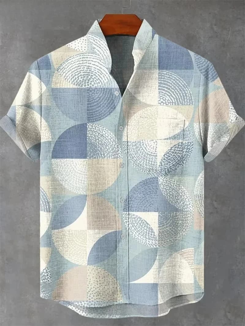 Vintage Men's Shirt 3D Printed Shirt Men's Casual Short Sleeved Top Fashionable Men's Lapel Button Shirt Men T-shirt Polyester - 6