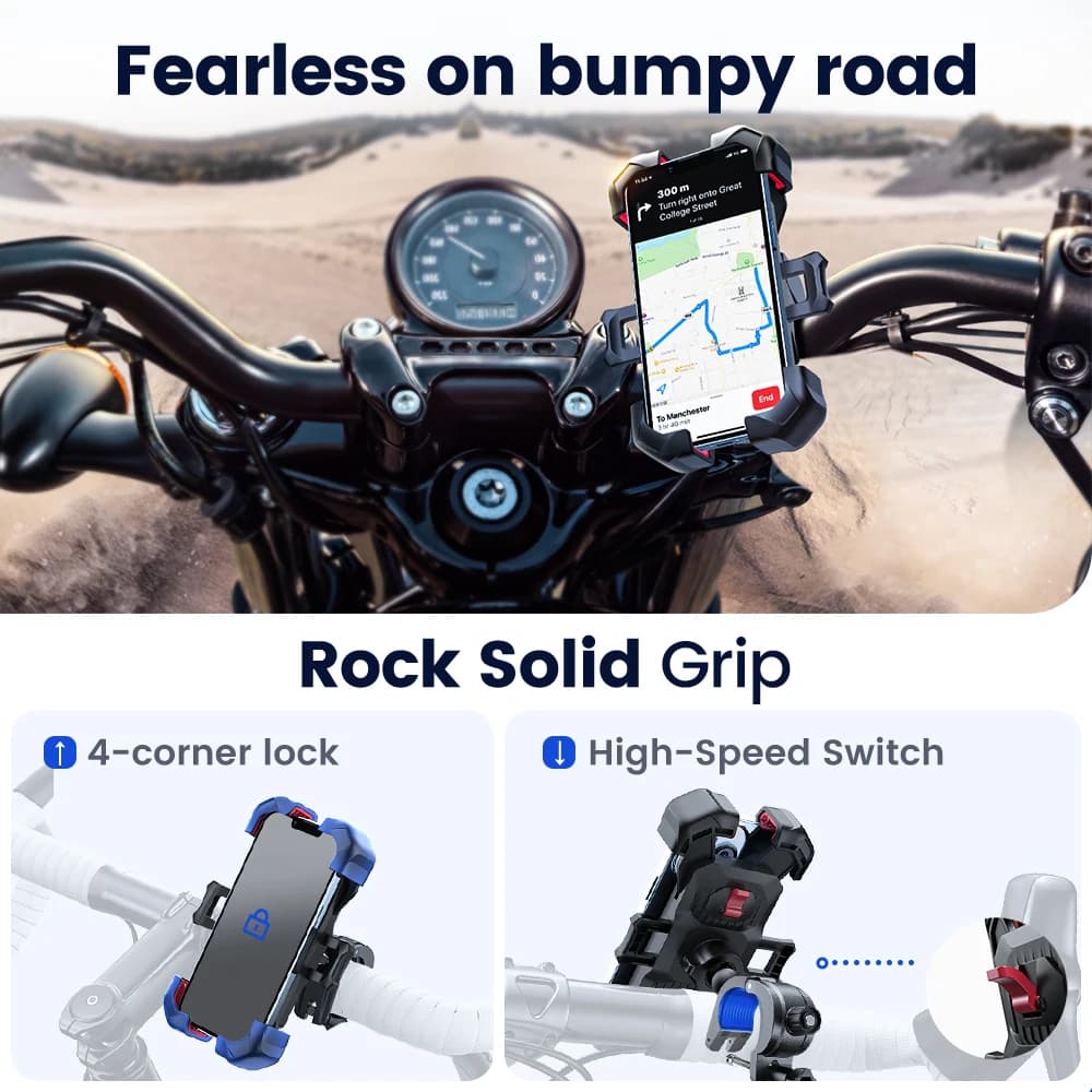 Joyroom Bike Phone Holder 360° View Universal Bicycle Phone Holder for 4.7-7 inch Mobile Phone Stand Shockproof Bracket GPS Clip - 6