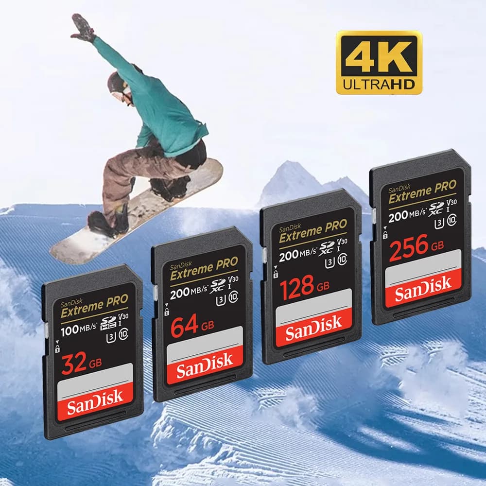 SanDisk Ultra/Extreme/Extreme PRO UHS-I Card 32GB 64GB 128GB 256G SD Card C10 Flash Memory Card SD U3 4K V30 Cards for Camera