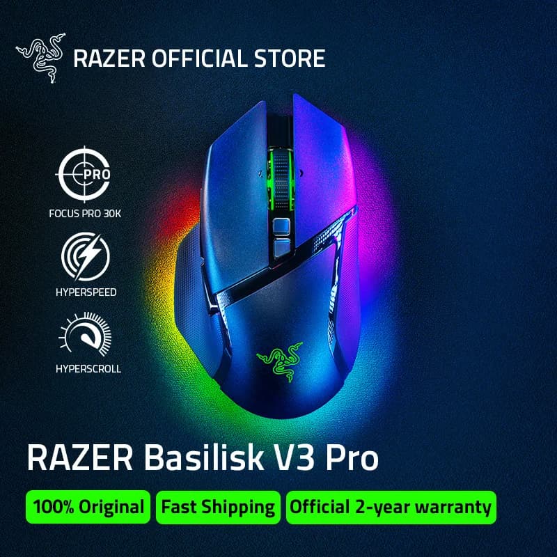 ماوس Razer Basilisk V3 Pro ثنائي الوضع لاسلكي RGB للألعاب