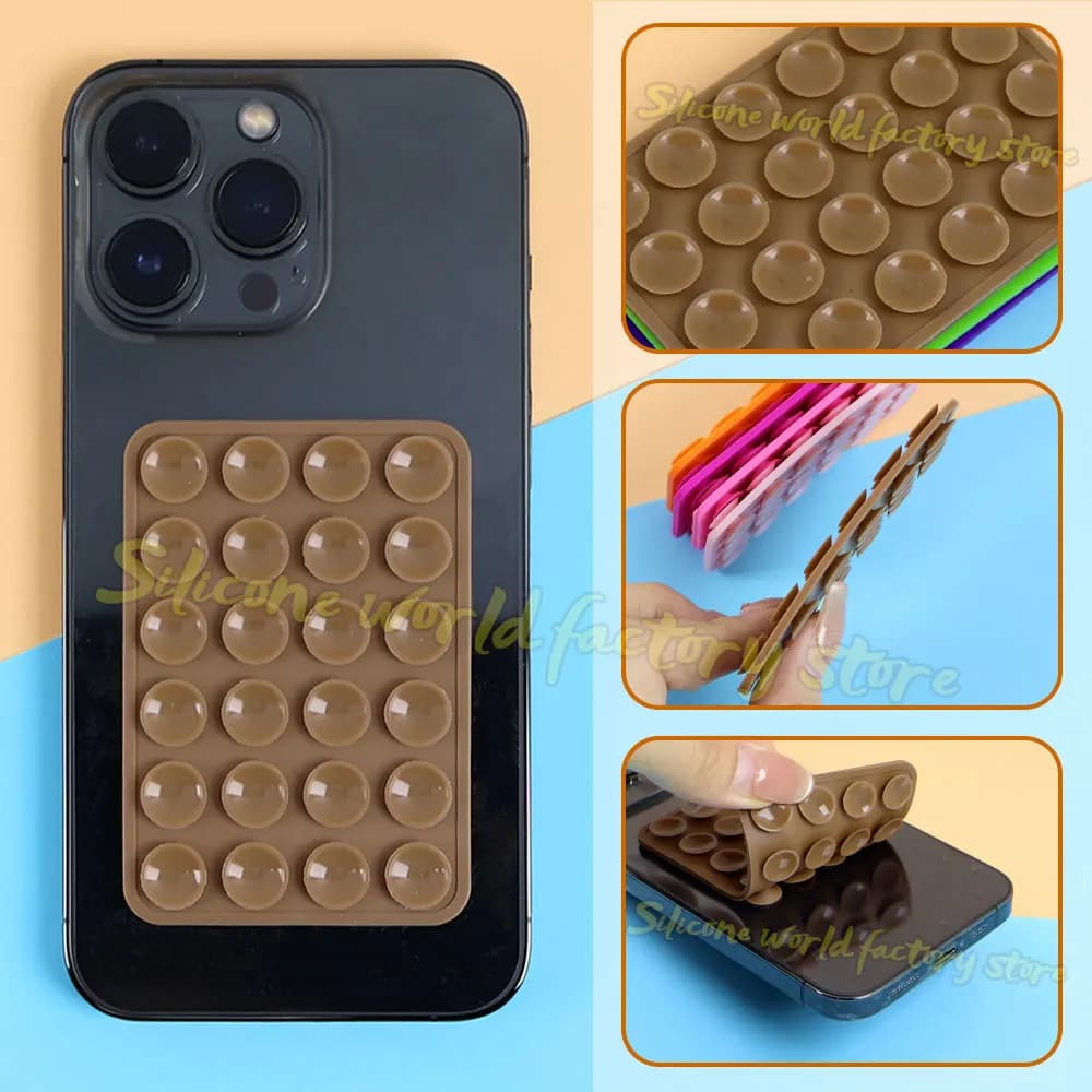 حامل هاتف سيليكون مزدوج الوجهين حامل هاتف متعدد الوظائف غطاء هاتف مضاد للانزلاق ملصقات خلفية حصيرة حامل حائط - 5