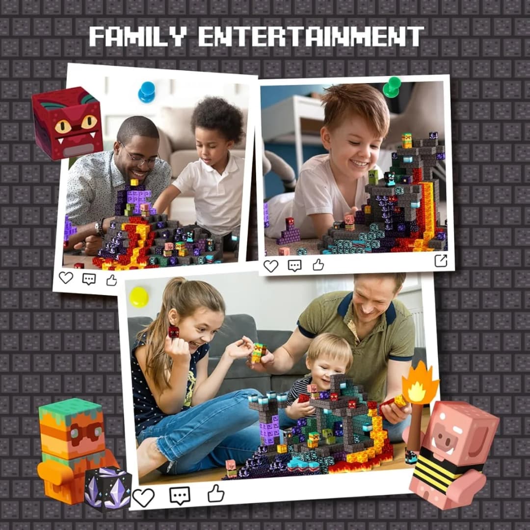 اللبنات المغناطيسية الألغام العالم المغناطيسي الكهف العالم الطوب مكعب مجموعة ألعاب الجذعية الحسية 2025 أفضل هدية لصبي فتاة الأطفال - 6