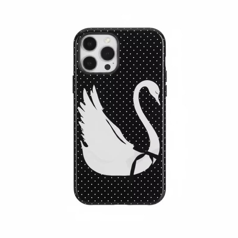 Black and White Swan Polka Dots Phone Case For iPhone 17 Air 16 Pro Max 15 14 Plus 13 12 11 Pro Shockproof Silicone Back Cover - 5
