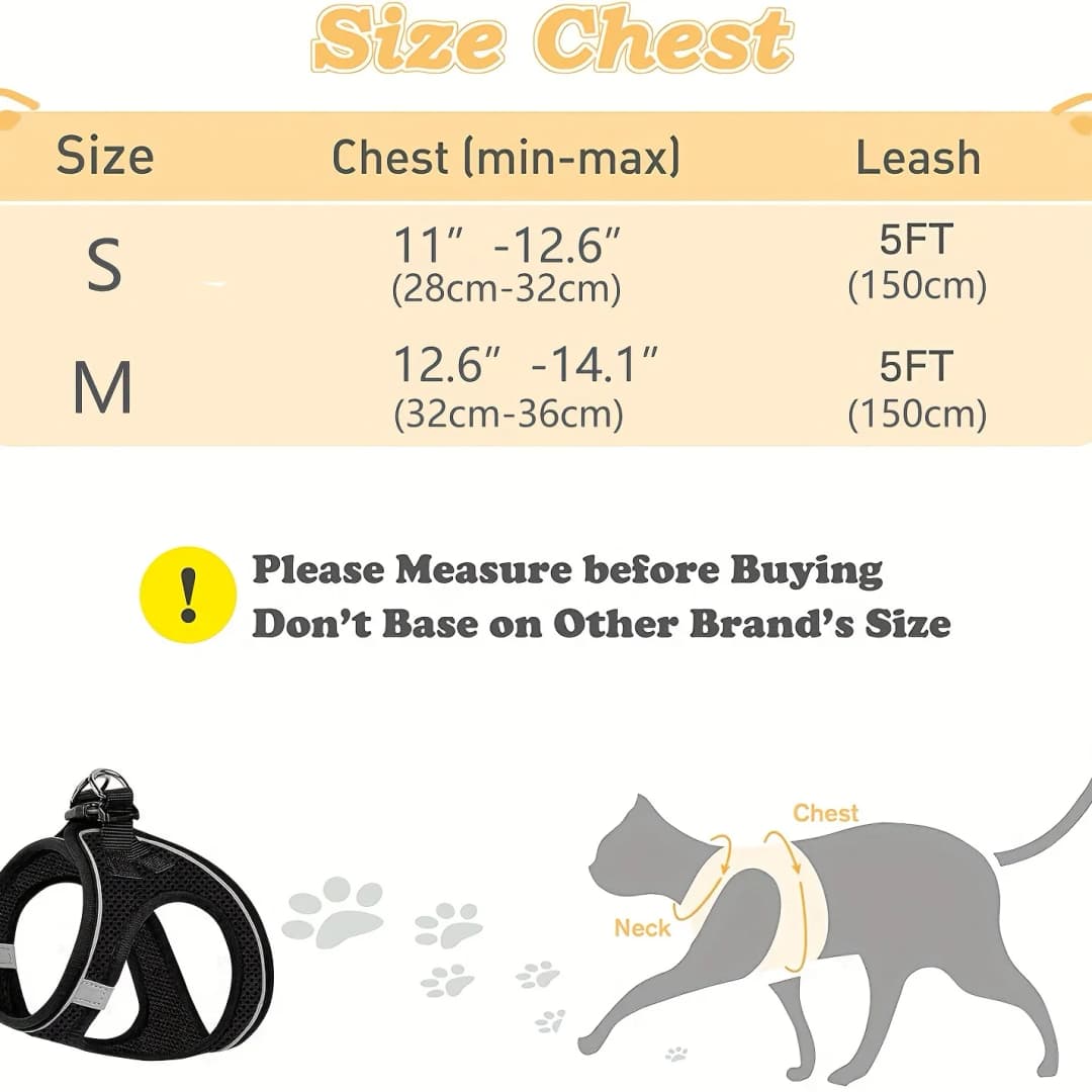 Escape-Proof Cat Harness & Leash Set: Reflective Soft Mesh Vest for Safe Outdoor Adventures with Your Kitten - 2