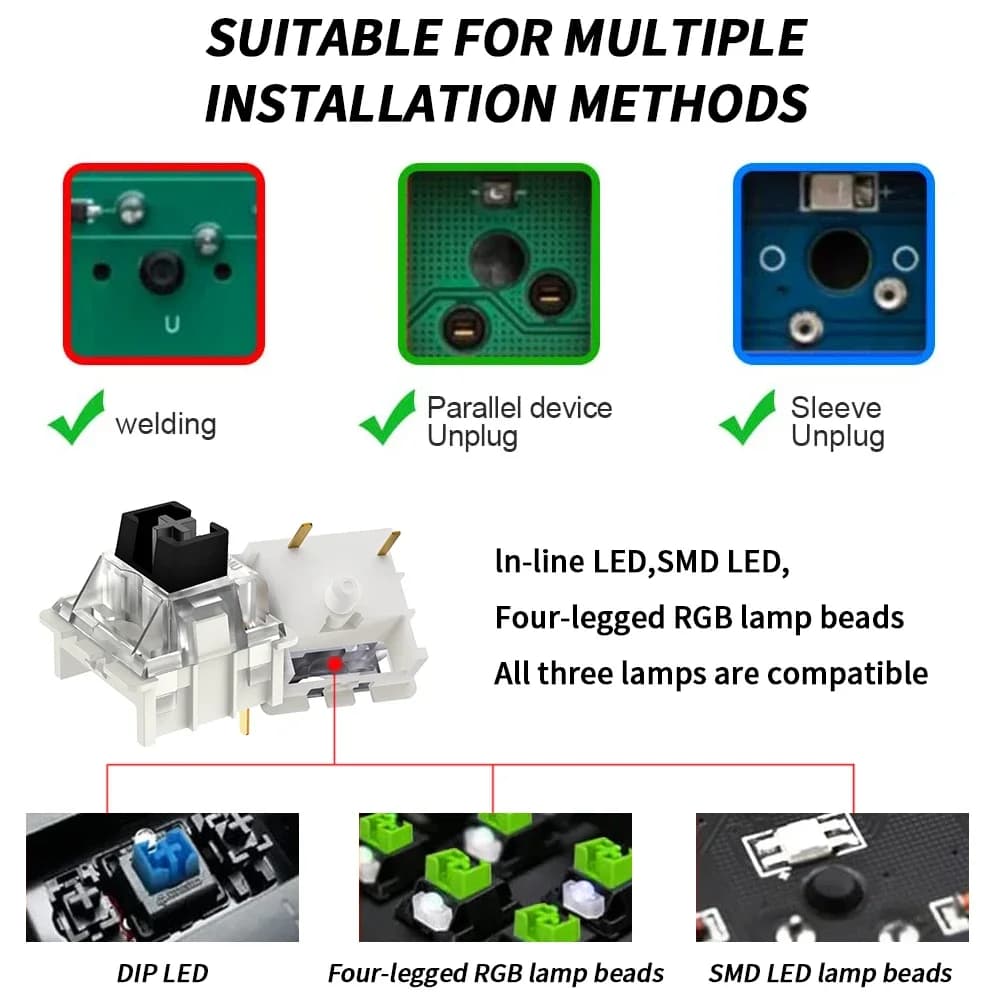 Outemu Switch مفتاح لوحة المفاتيح الميكانيكية 3Pin Clicky الخطي اللمس المفاتيح الصامتة RGB LED SMD الألعاب متوافق مع مفتاح MX - 5