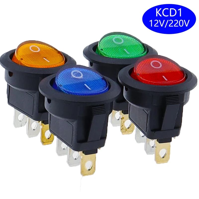 1 قطعة 20 مللي متر KCD1 Led التبديل 12 فولت 220 فولت ضوء السلطة التبديل أضواء زر السيارة تشغيل/إيقاف 3pin جولة الروك التبديل - 5