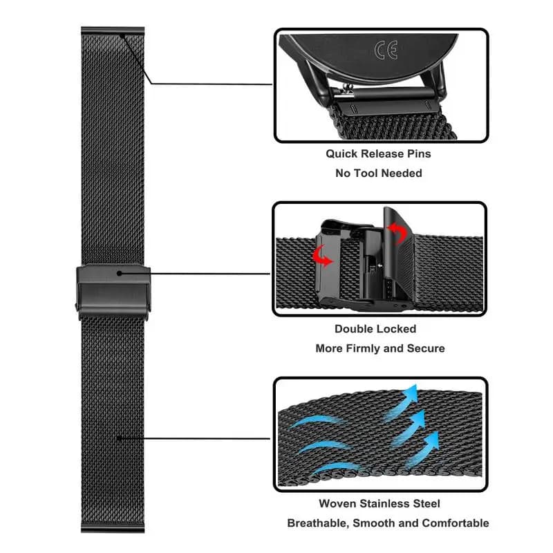 Metal Strap For HUAWEI WATCH GT 3 2 Pro 46mm 42mm belt Bracelet HONOR Magic 20mm 22mm Stainless Steel Band Wrist Wristbands - 2