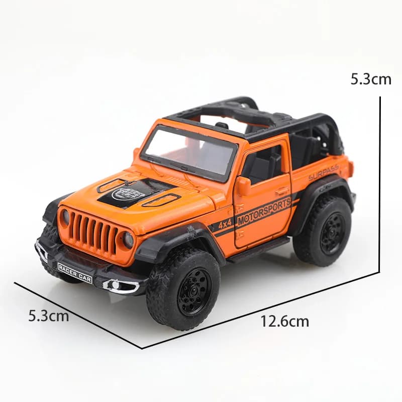 نموذج مركبة رانجلر طرق وعرة قابلة للتحويل مقياس 1:36، معدن مصبوب مع أبواب قابلة للفتح وخاصية التراجع - 6