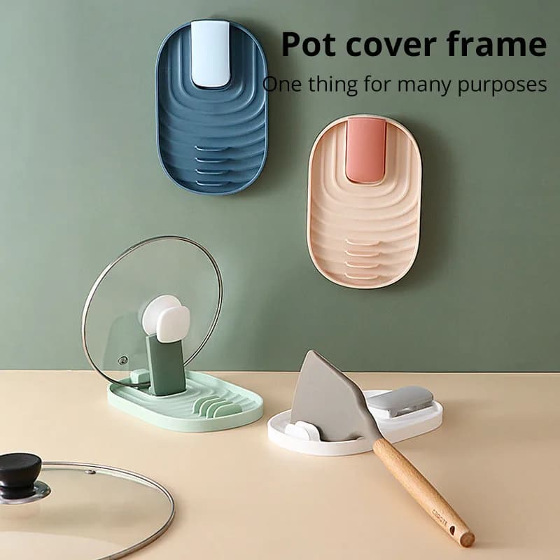 1pc Green/Pink/Bule/Pink Silicone Nordic Style Pot Lid Shovel Storage Rack Practical Multifunctional Kitchen Supply Non Slip - 3
