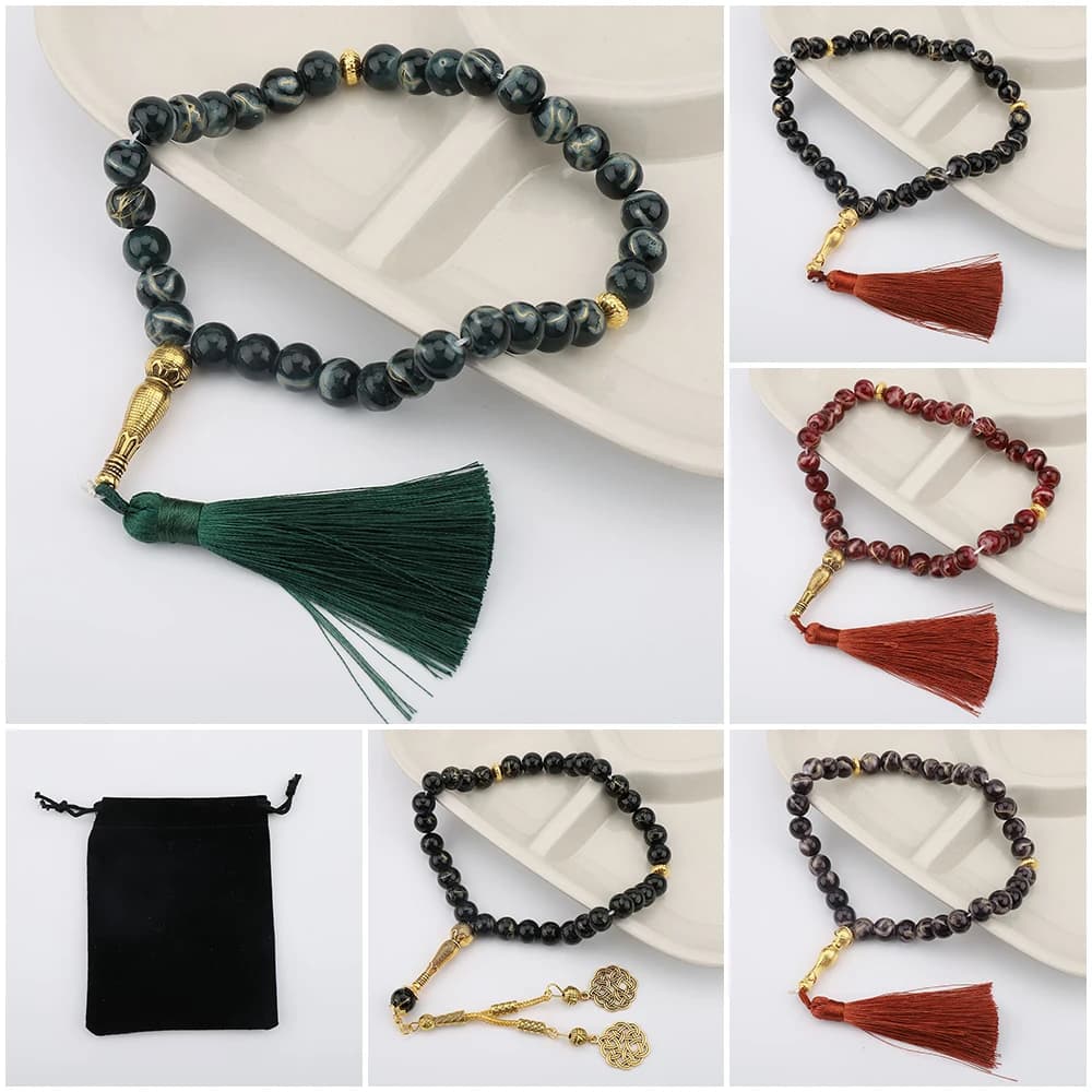 Crystal Glass Tasbih Prayer Beads 33 Muslim Rosary Islamic Prayer Beads Bracelet With Tassel For Women Jewelry Accessories Gift - 5