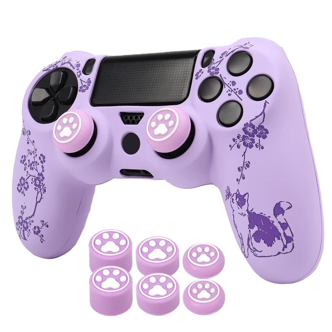 Soft Silicone Cover For PS4 Controller Case, 360° Full Protection, Sweatproof Anti-Scratch,No Fading, with Thumb Stick Caps - 5