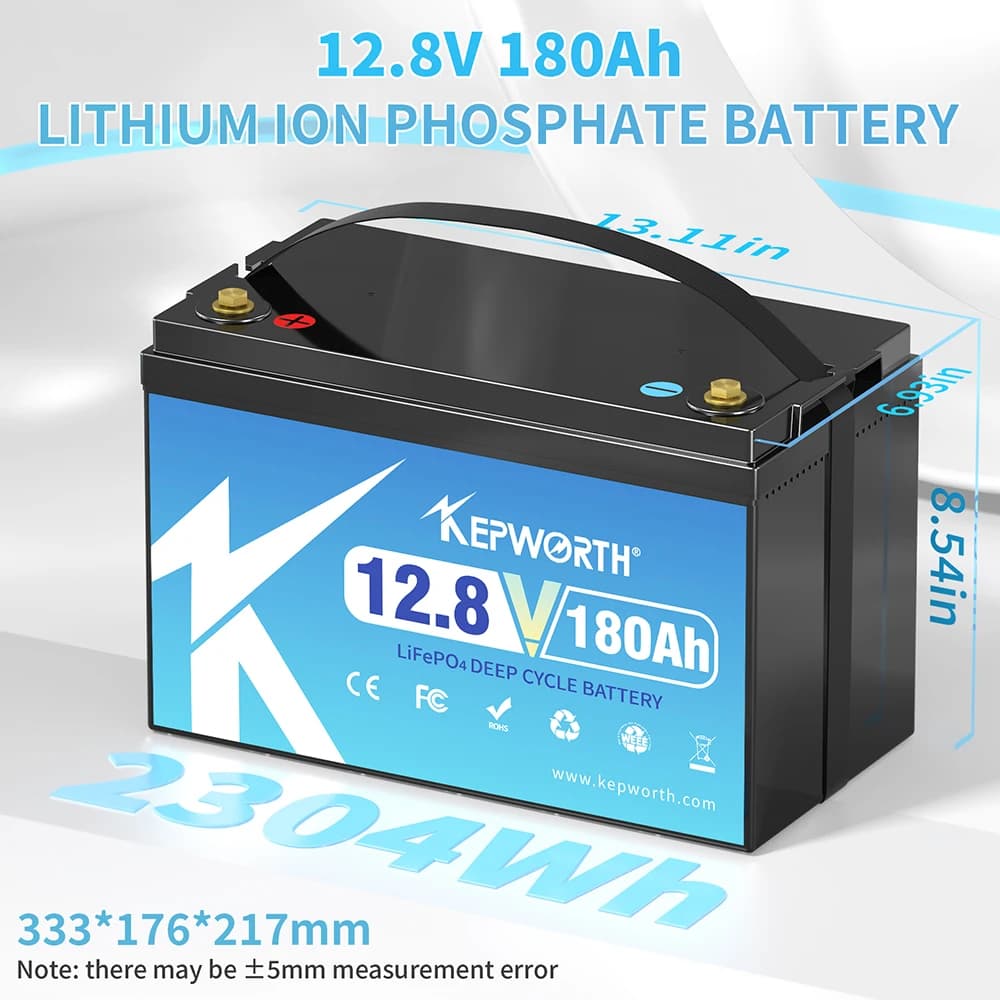 بطارية KEPWORTH 12V، 180Ah/300Ah، فوسفات الحديد الليثيوم، مع نظام إدارة بطارية محسن، 6000 دورة، مناسبة لسيارات RV وعربات الجولف والطرق الوعرة والخارجية - 3