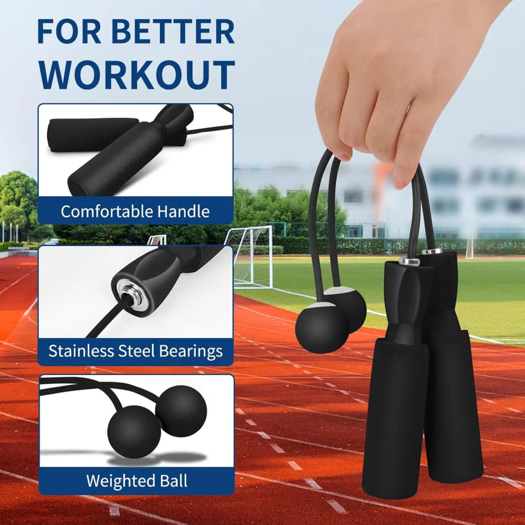حبل قفز لاسلكي مع كرات ثقيلة لتدريب اللياقة البدنية وكمال الأجسام، معدات الصالة الرياضية المنزلية - 5