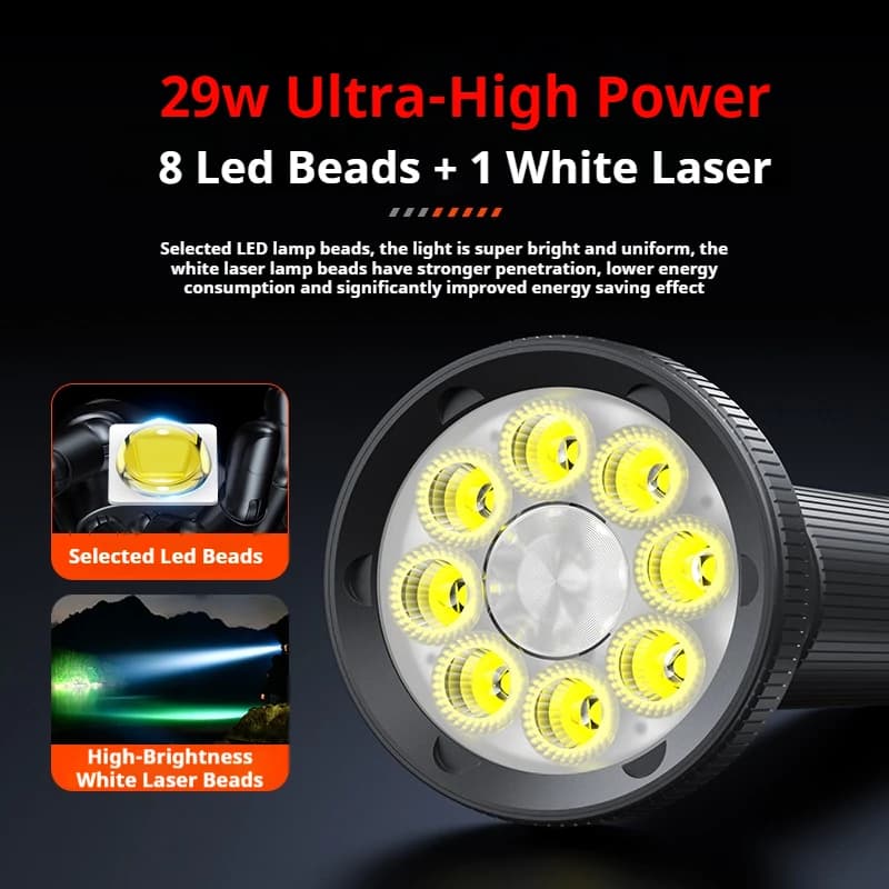 2025 New Flashlight PHILIPS SFL6252 High Power LED Flashlight Camping Torch With 9 Lamp Beads Rechargeable Portable Hand Lantern