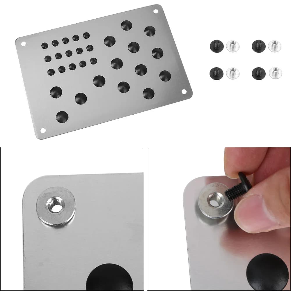 Car Floor Mat Universal Auto Alloy Plate Silver Non-slip Carpet Patch Foot Heel Scuff Plate Anti-skid Pad - 2