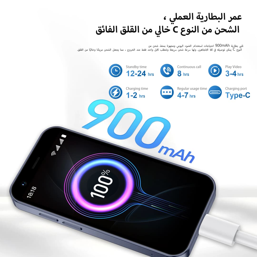 سيرفو 18SE هاتف ذكي صغير بشاشة 3.0 بوصة، أندرويد، 3G WCDMA، بطاقة SIM مزدوجة، 2 جيجابايت + 16 جيجابايت، متجر اللعب، واي فاي، فتح بالوجه - 4