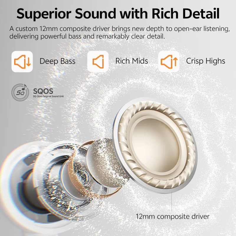 QCY Crossky C50i Open Ear Bluetooth Earphones Hi-Res LDAC Ear Clip Wireless BT6.0 Sports Earbuds Clip On 4-Mics Headphones 42H - 3