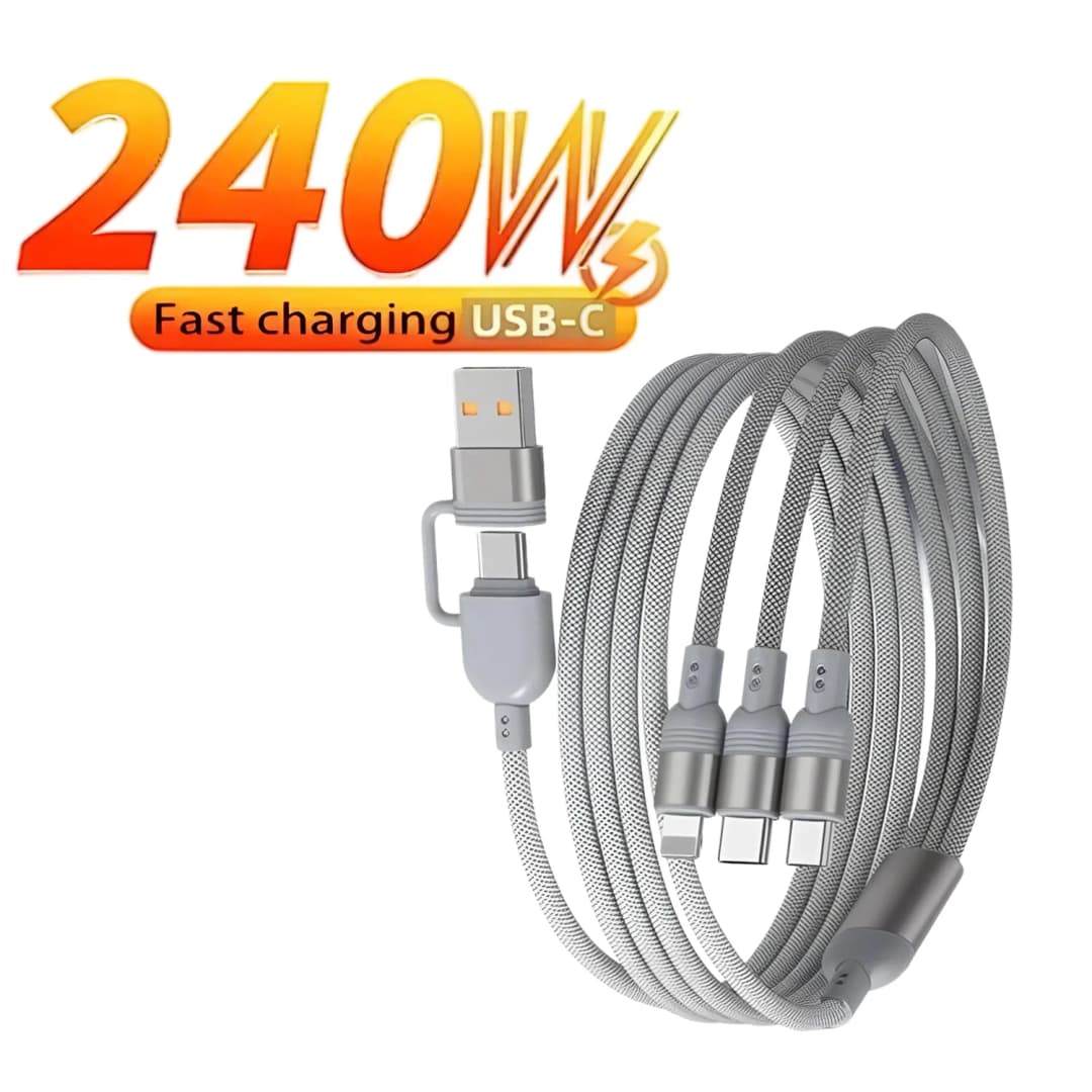 كابل بيانات شحن فائق السرعة 2-في-3، 240 واط، يو إس بي/Type-c إلى Type-c/مايكرو، لهواتف iPhone 16 وXiaomi 15 وأندرويد - 6
