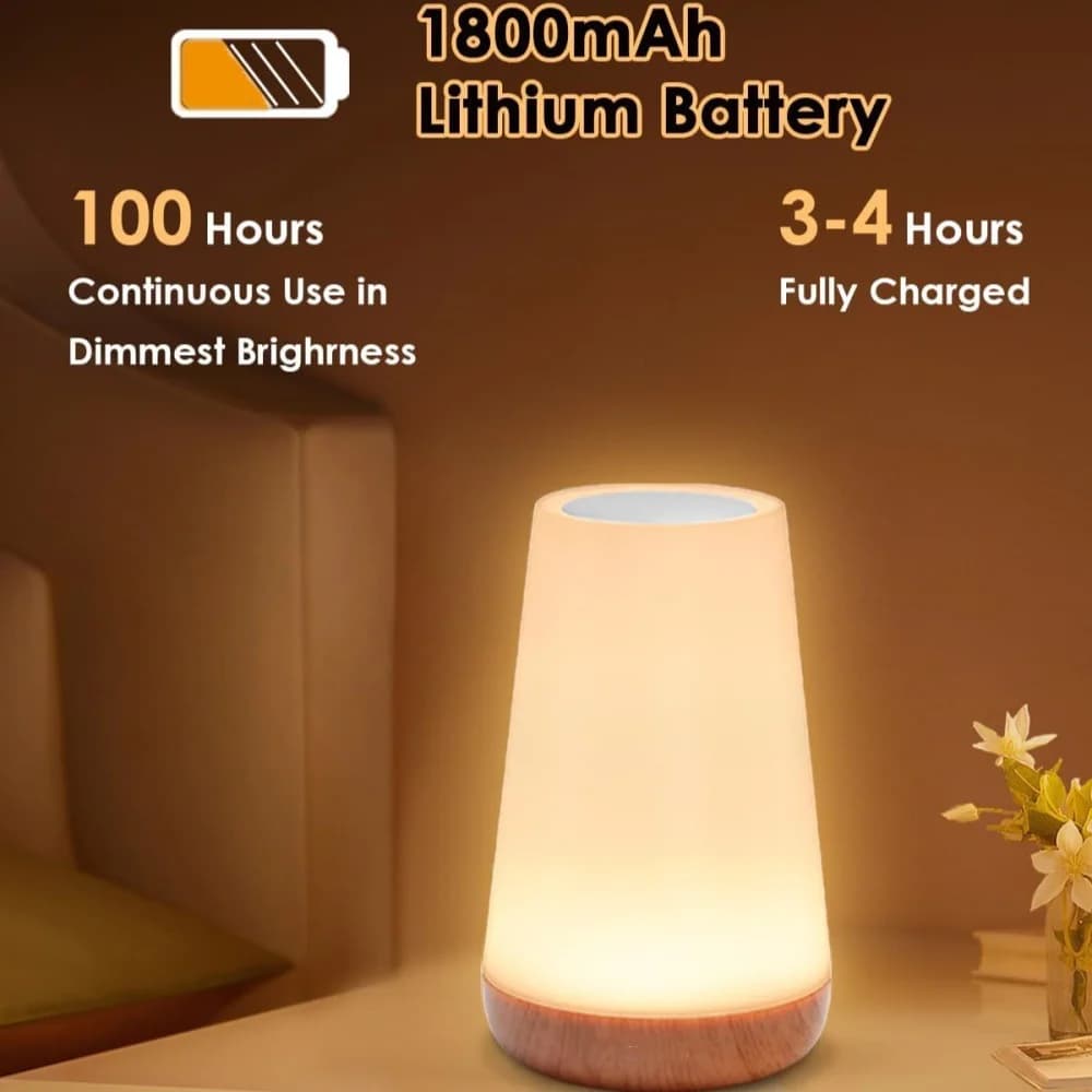 Night Light Bedroom Dimmable Touch Lamp 13 Colors and 5 Brightness Baby Table Lamp Portable Rechargeable Bedside Table Lamp - 5