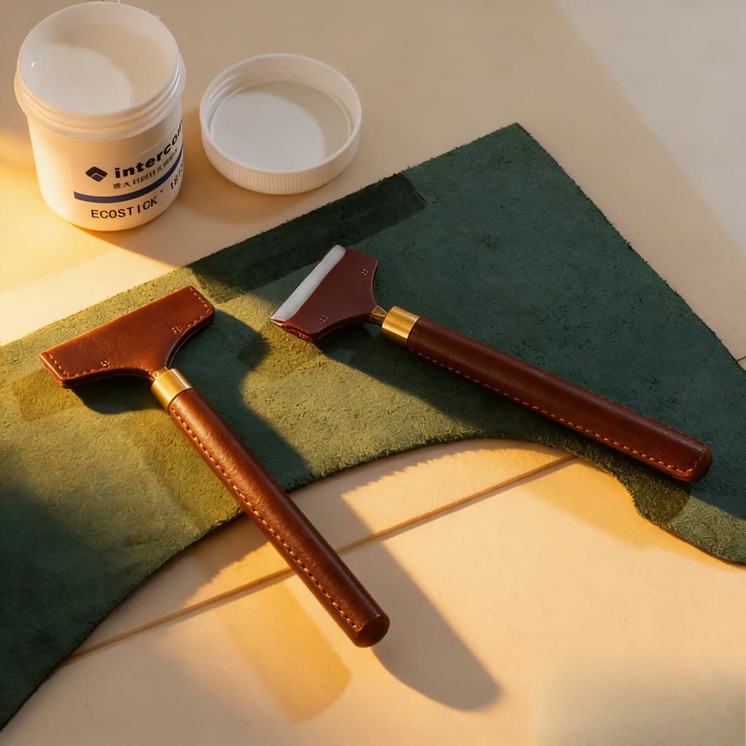 Leather Scraper Glue Spreader Sandalwood Handle DIY Leather Craft Tool For Gluing Gumming Handmade Sewing Leatherworking Supplie