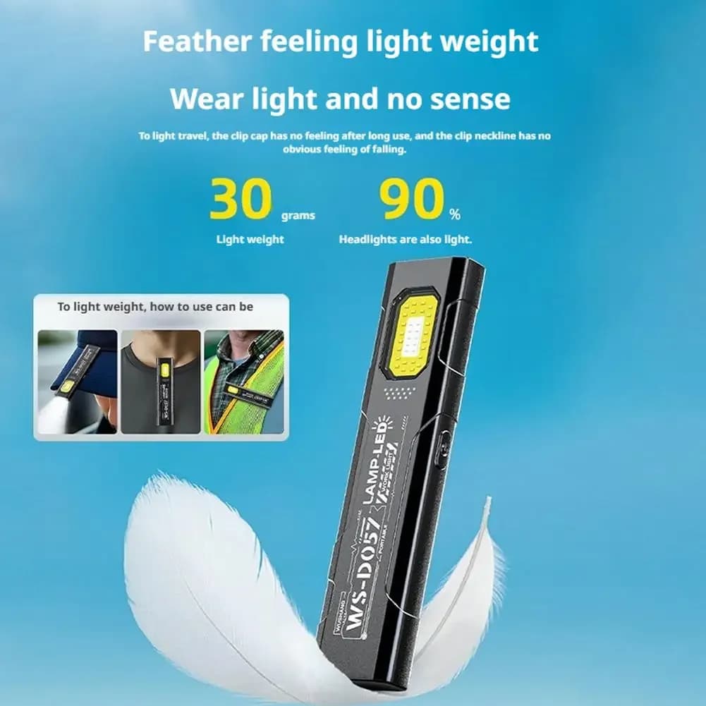 LED Torch Portable Mini Flashlight 800LM Rechargeable Pocket Light Magnetic Base Clip Work Light Hiking Fishing EDC - 5