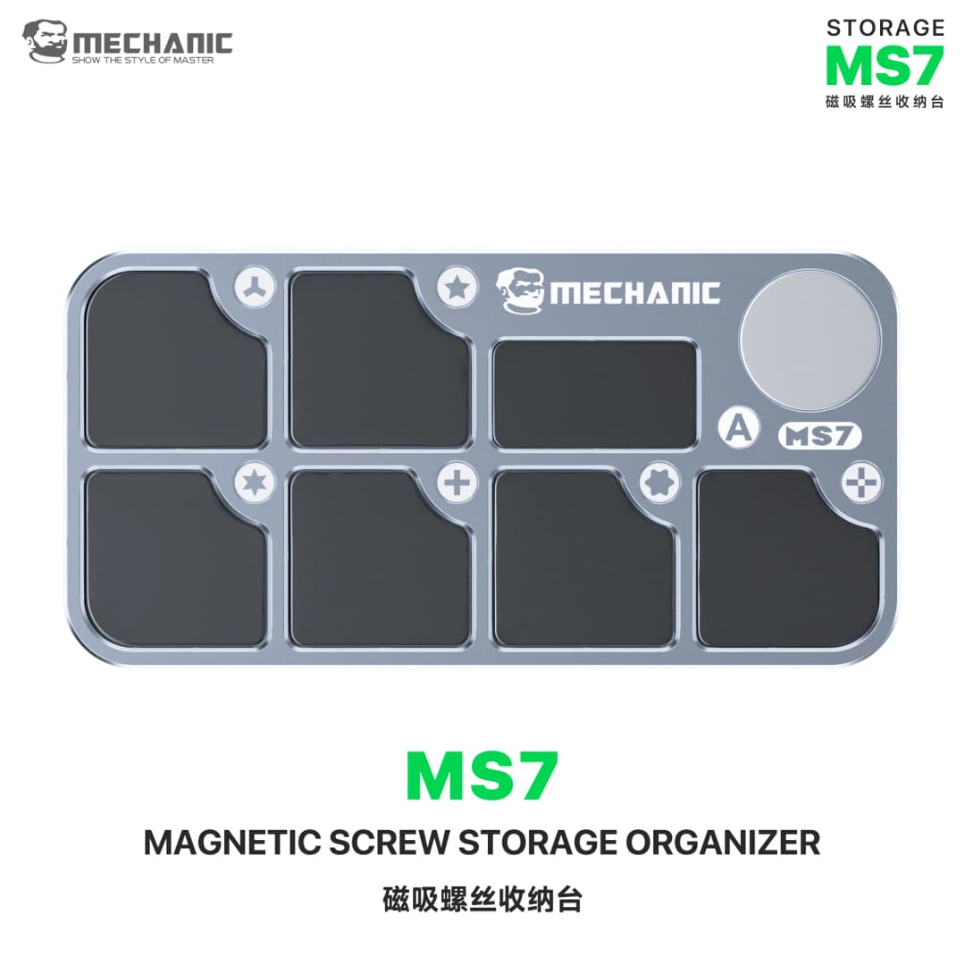 صينية تخزين براغي مغناطيسية MECHANIC MS7 من سبائك الألمنيوم وسادة تخزين براغي مغناطيسية لأدوات إصلاح الهواتف