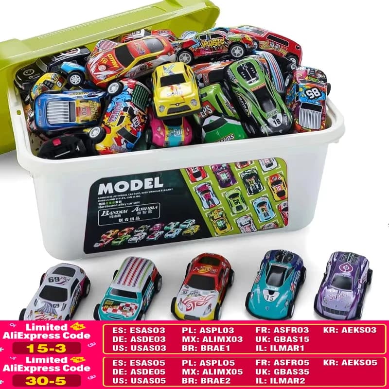 10/20/30 قطعة نموذج سيارة سبائك سحب للخلف سيارات سباق الأولاد الرائعة مع صندوق تخزين نموذج مركبة ارتداد ملونة لعبة أطفال