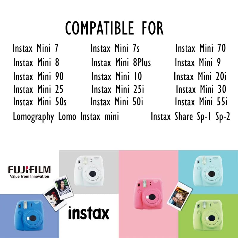 Fujifilm Instax Mini 12 9 Film White Edge 10 20 40 60 100 Sheets/Packs Photo Paper for Fuji Instant Camera 8/7s/11/25/50/90/sp-2 - 3
