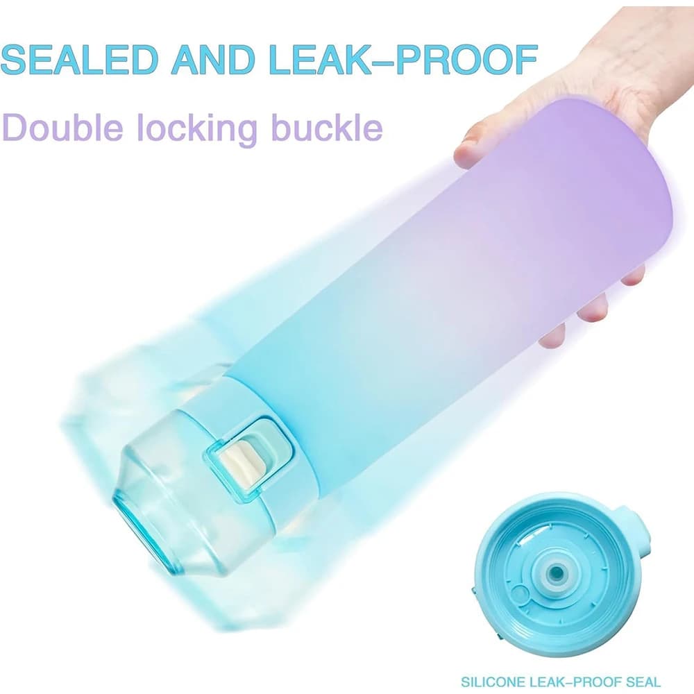 زجاجة ماء بنكهات مختلفة سعة 650 مل مع 7 كبسولات نكهات للتخييم واللياقة - 4