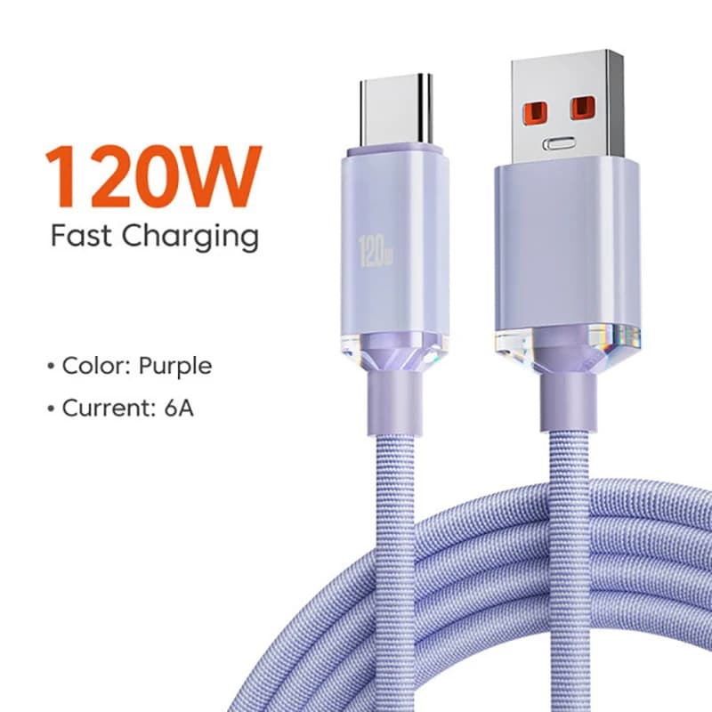 120W USB C Fast Charging Cable 0.25M/1M/1.5m/2M Quick Charge 6A Super Fast Cahrger For Samsung Xiaomi Huawei Type C Cable - 6