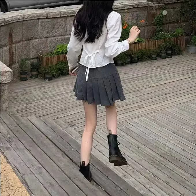 Preppy Bandage Basic White Shirt Women Slim Long Sleeve Cute Top School Button Down Tunic Shirts Blouse Female Casual Lady - 5