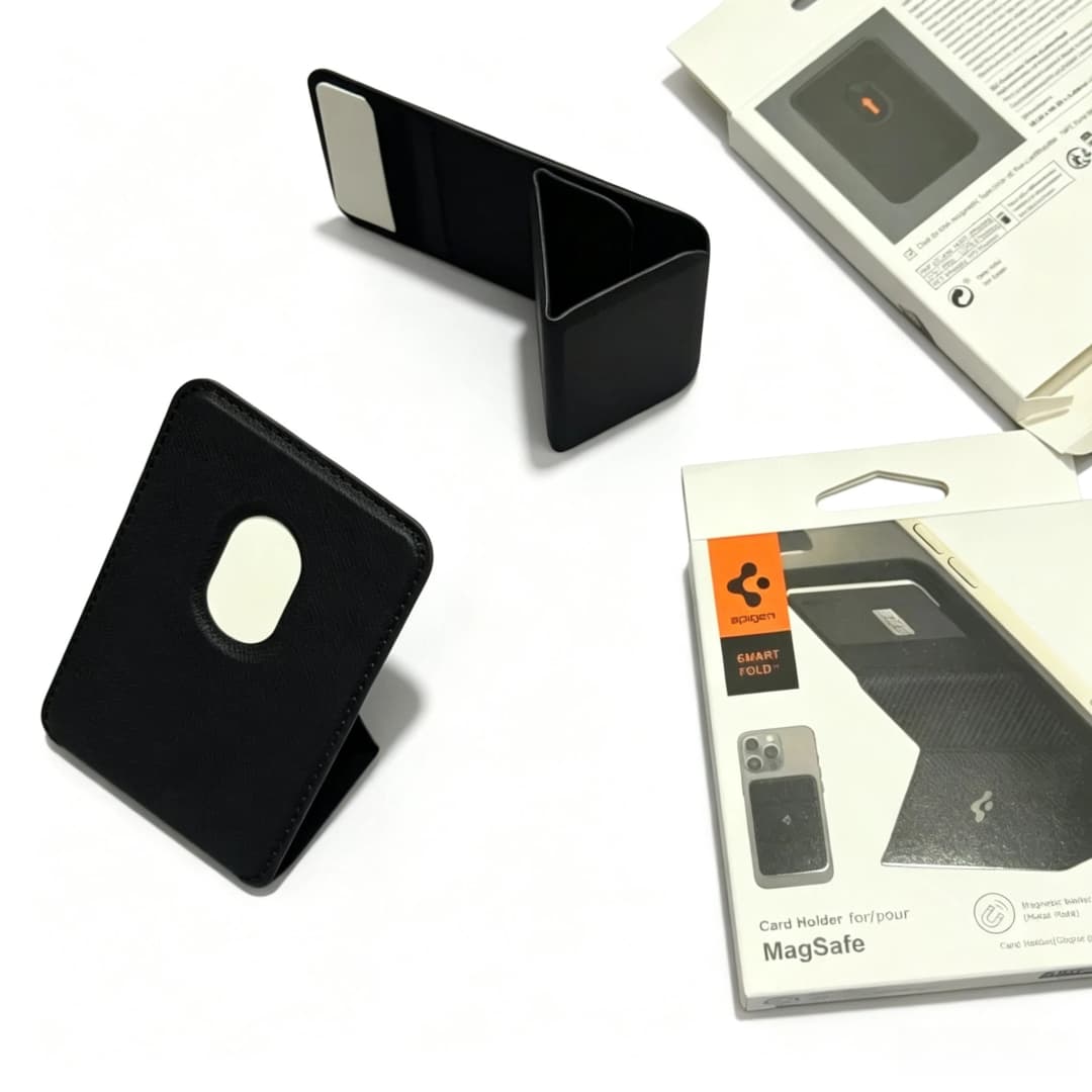 Spigen Magnetic Fold Holder Wallet Card Case For iphone 17 16 15 14 13 12 11 Pro Max For Magsafe With Box Kickstand Wallet Case - 6