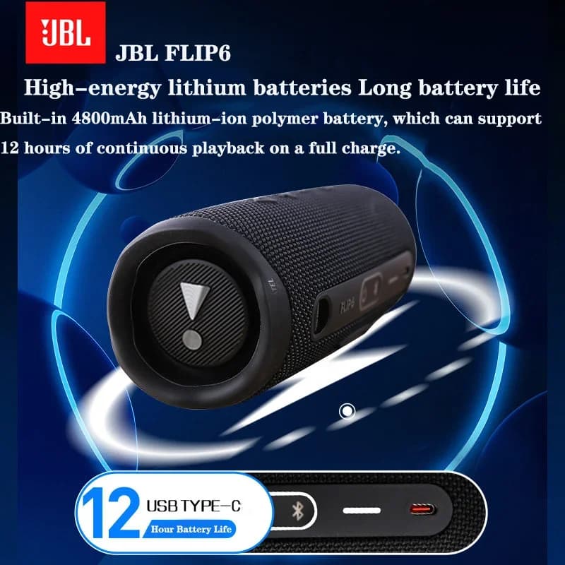 سماعة JBL Flip 6 الأصلية، سماعة بلوتوث محمولة مضادة للماء IP67 مع مضخم صوت، مثالية للتجمعات العائلية والحفلات الشاطئية - 5