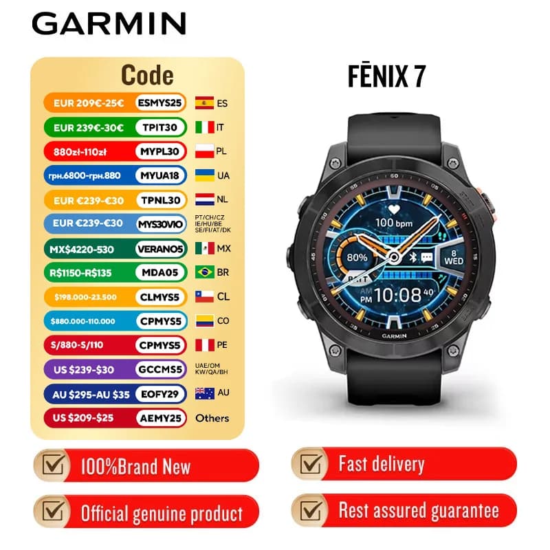 Garmin Fenix 7 Solar DLC Blood Oxygen Heart Rate Dual Frequency GPS Running Walking Snow Skiing Intelligent smartwatch