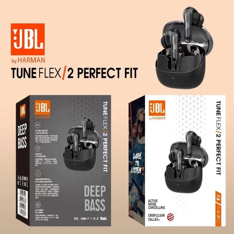 JBL FLEX/2 Wireless Earbuds TWS Bluetooth Headset 5.3  Transparent Crystal Beans 2 Headphones Stereo Bass Sports Call With Mic