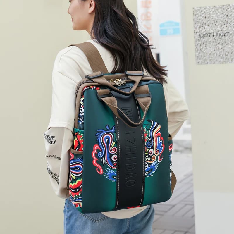 Fashion Designer Backpacks Female Canvas Rucksack Women Large Bagpack Travel Bags Big School Backpack for Students Shoulder Bag - 3