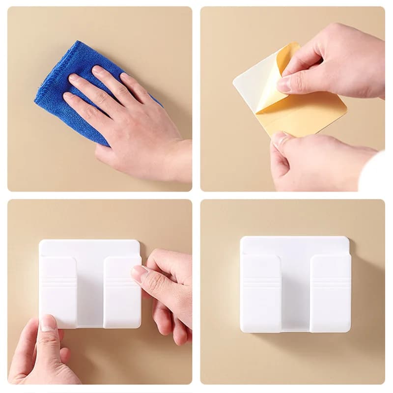 Wall Mounted Organizer Self-adhesion Storage Box Remote Control Mobile Phone Wall Holder Multifunction Charging Plug Stand 2024 - 5