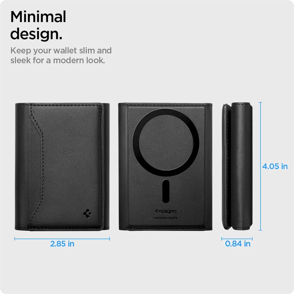 Spigen Magnetic Leather Card Holder Bracket Wallet For iPhone 17 Pro Max 16 15Plus Card Holder Pouch Protective Folding Card Bag - 2