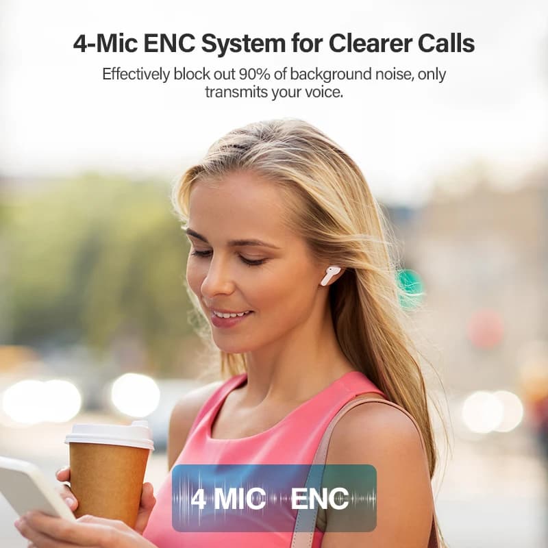 سماعات أذن QCY T13 اللاسلكية الحقيقية بلوتوث 5.1 سماعات أذن بمحركات 7.2 ملم مع باس قوي وقت تشغيل طويل 40 ساعة شحن سريع مقاومة للماء - 4