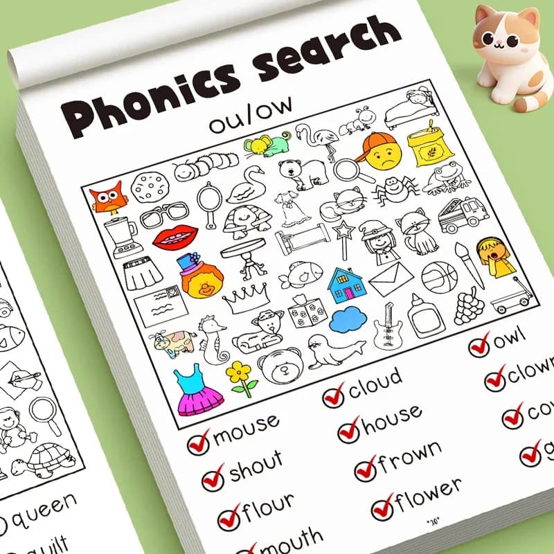 Kids Phonics Activity Workbook - Search, Read and Find Words, Master Short Vowels & Consonant Blends, Ages 4-8